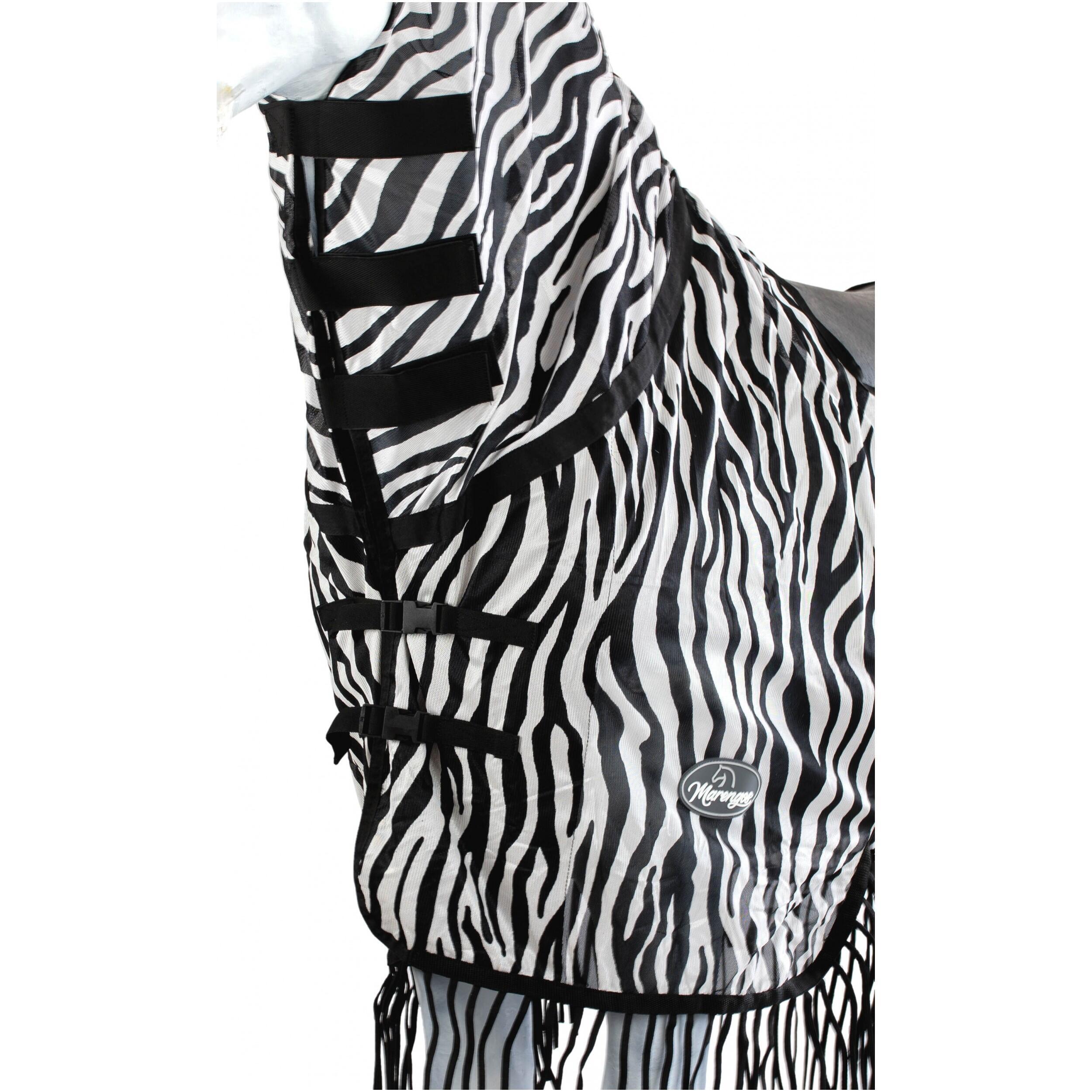 Marengos Zebra anti-mosquito blanket with fringe, black / white