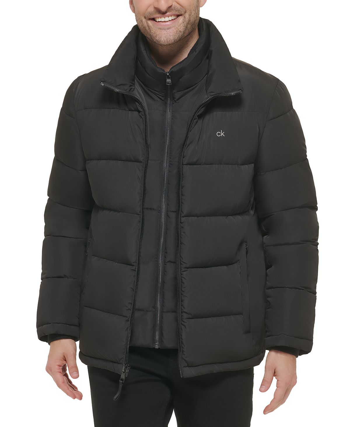 Men's Bib Down Jacket Created for Macy's Calvin Klein, Black