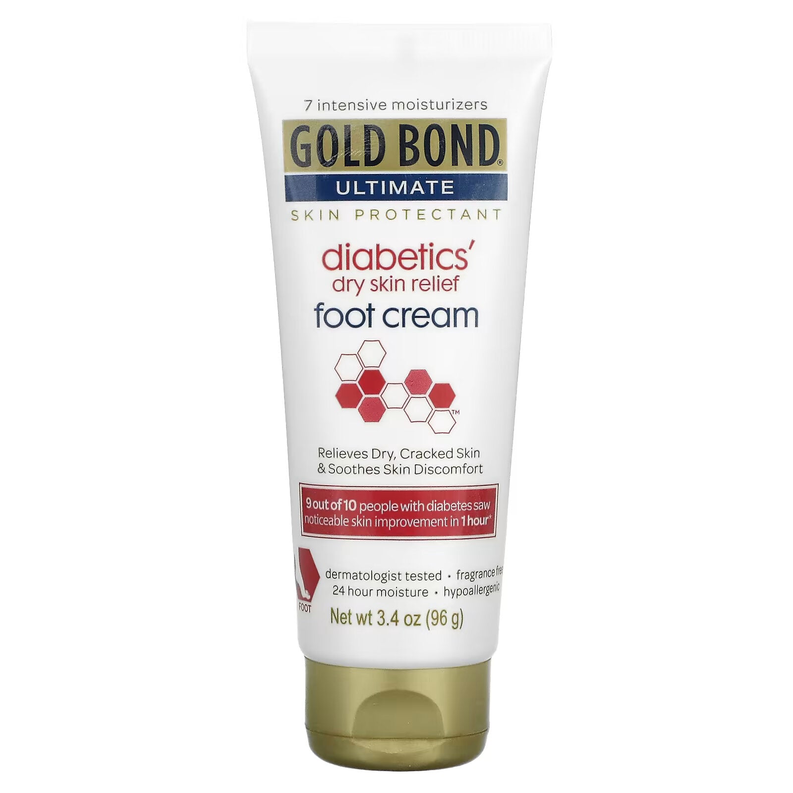 Gold Bond, Ultimate, Diabetic Foot Cream for Dry Skin, Fragrance Free, 3.4 oz (96 g)