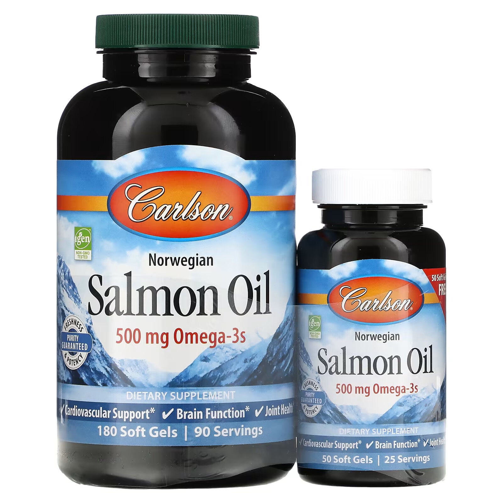 Carlson, Norwegian salmon oil, 250 mg, 180 capsules + 50 capsules as a gift