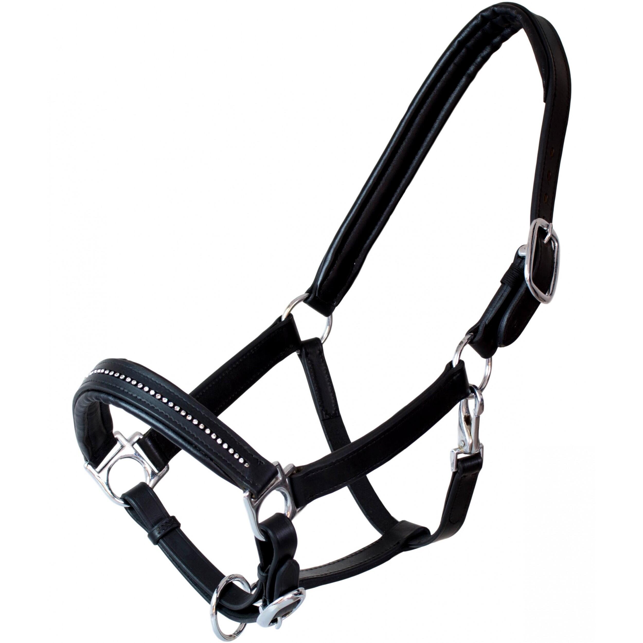 Marengos Diamond leather halter, black