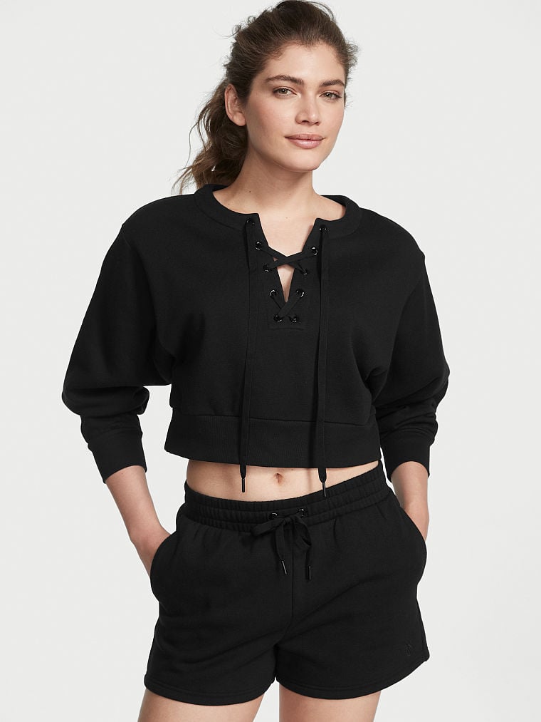 Victoria's Secret Cotton Fleece Shorts, black