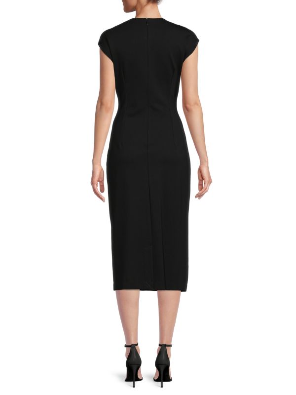 Calvin Klein Short Sleeve Midi Sheath Dress, Black