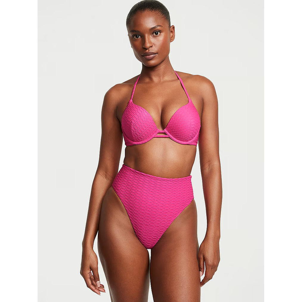 Victoria's Secret Swim Mix & Match High-Waist Full-Coverage Fishnet Bikini Bottom, Pink