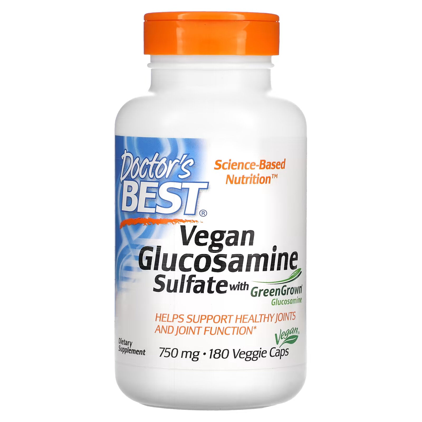 Doctor's Best, Vegan Glucosamine Sulfate with GreenGrown Glucosamine, 750 mg, 180 Capsules