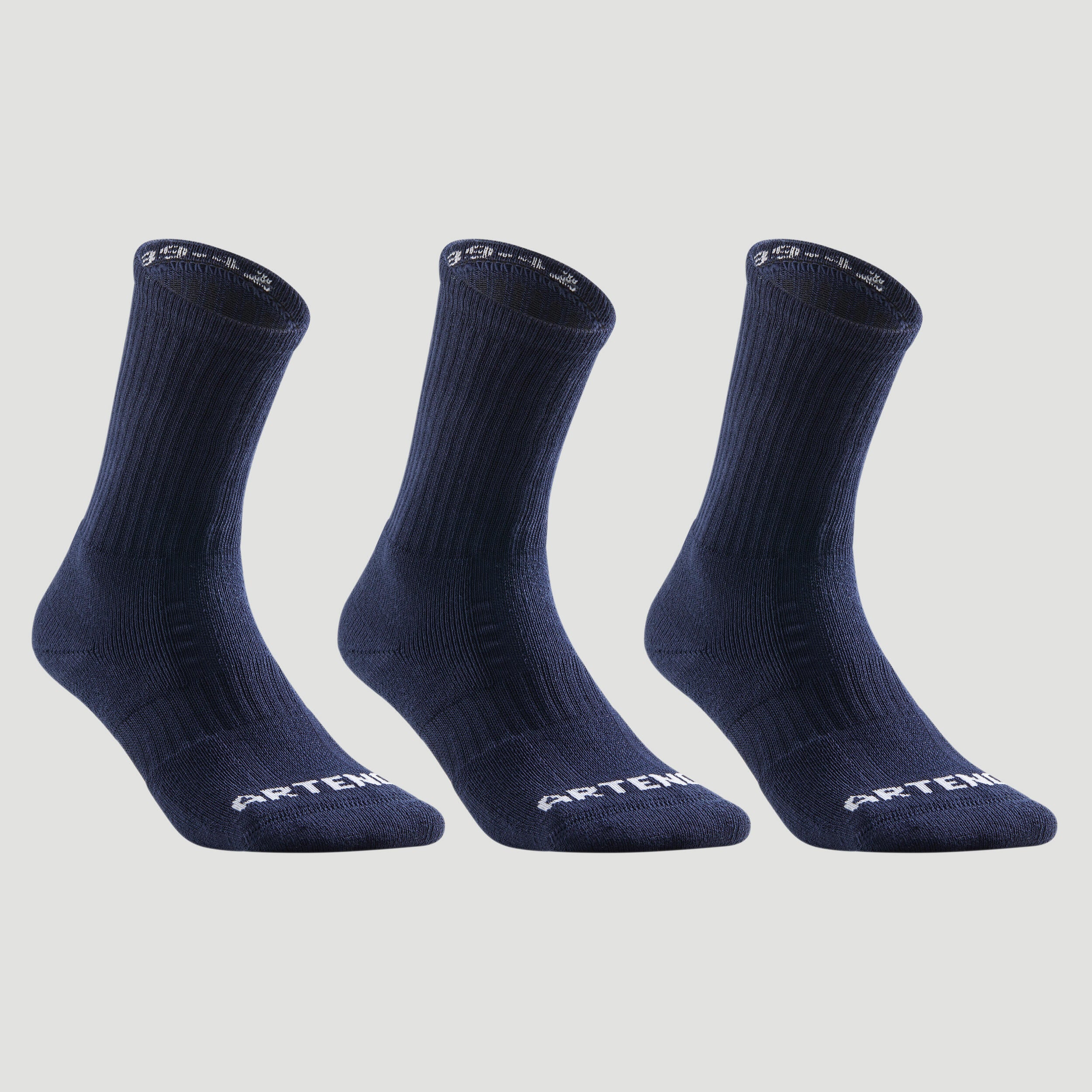 Tennis socks RS 500, high, long, 3 pcs., dark blue ARTENGO, black blue