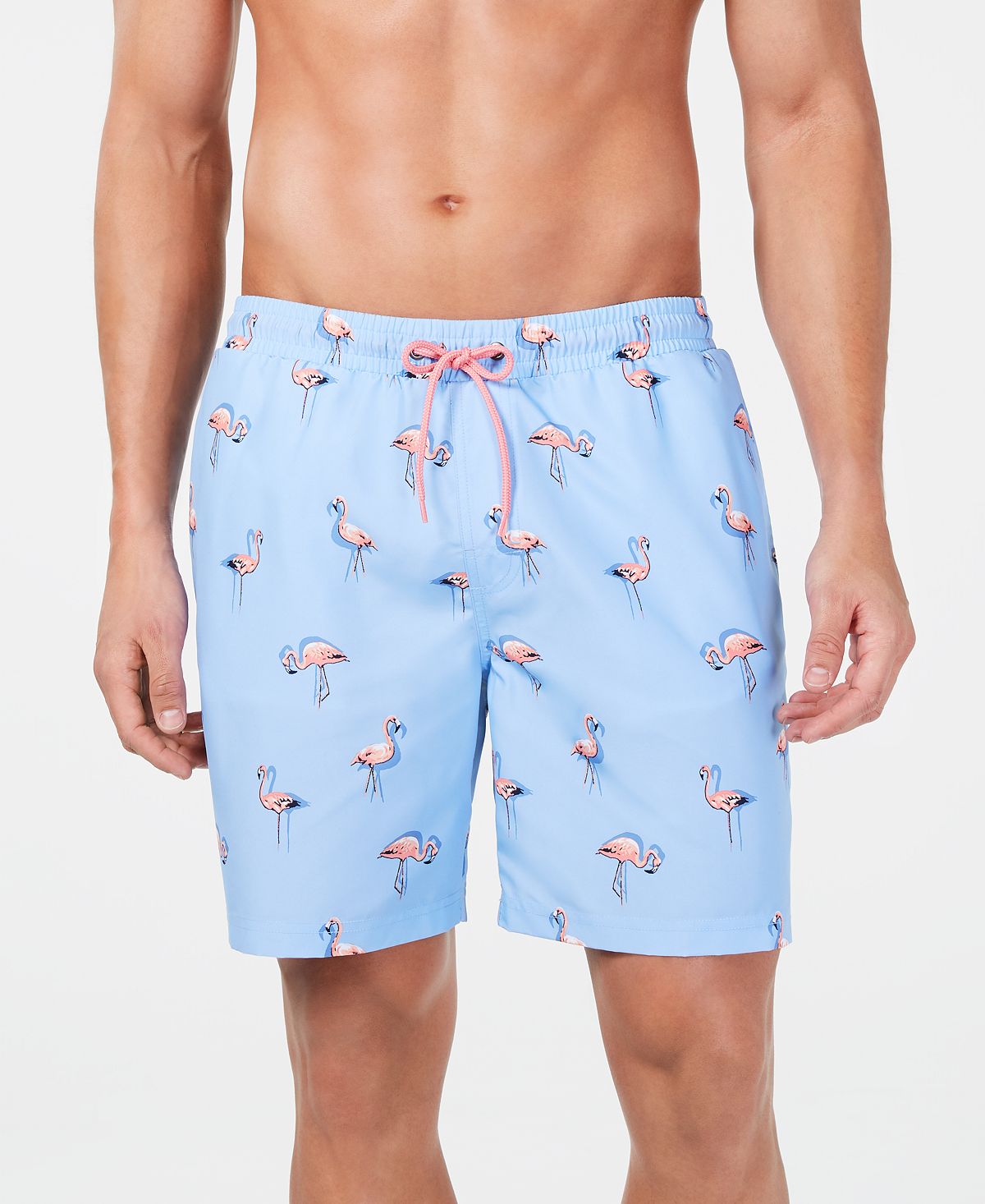 Men's 7" Flamingo Print Quick-Dry Performance Swim Trunks Made for Macy's Club Room multi