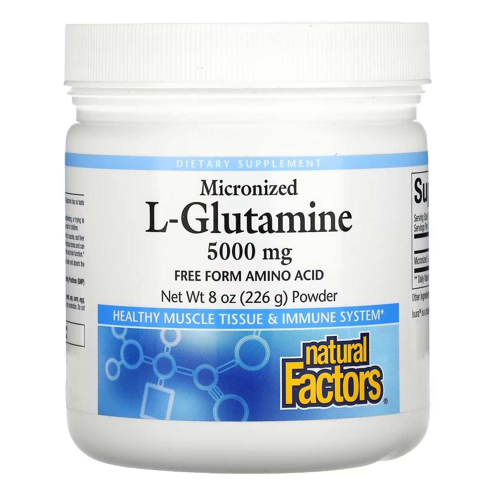 Natural Factors Micronized L-Glutamine 5000 mg, 226 g