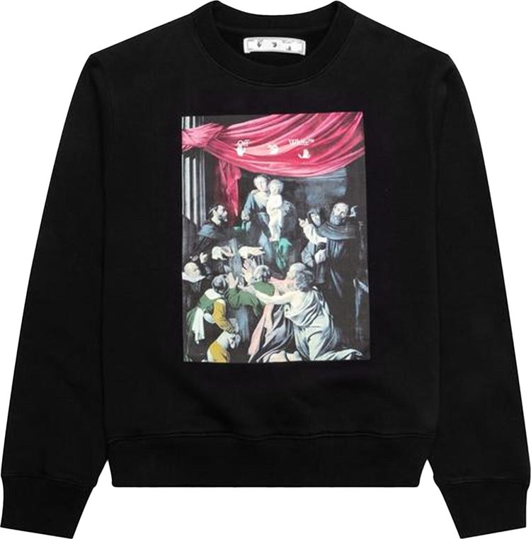 Off-White Caravaggio Painting Slim Crewneck 'Black' Sweatshirt, Black