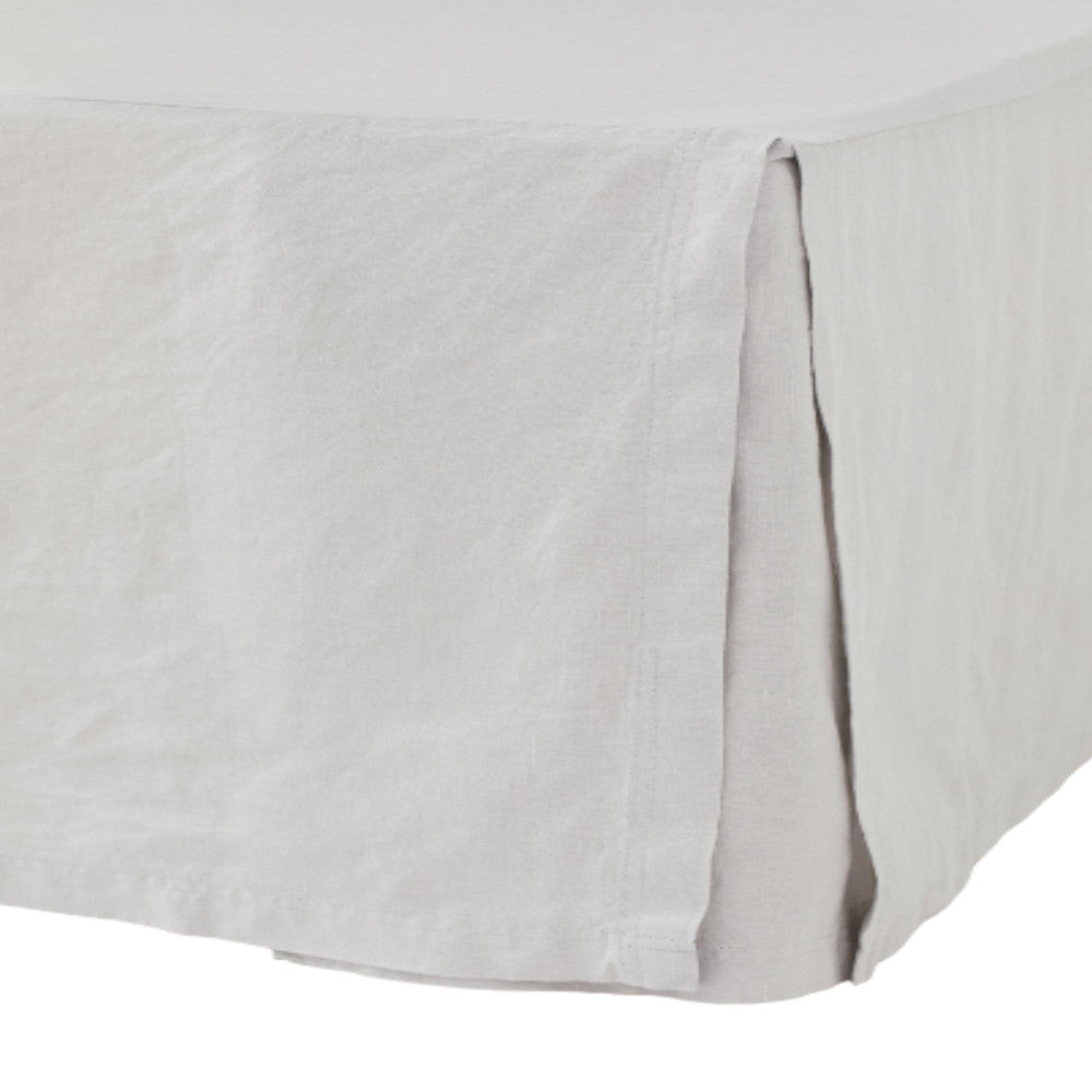 H&M Home Linen-blend cotton bed valance, light gray