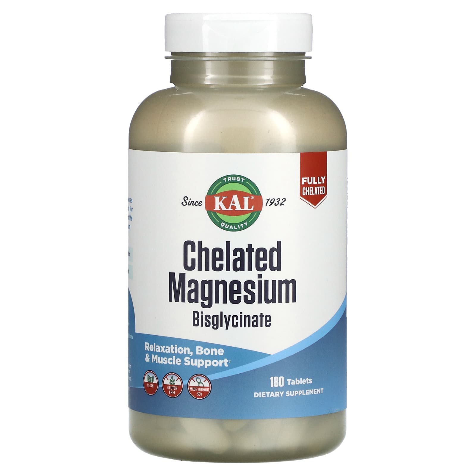 Chelated Magnesium Bisglycinate KAL, 180 tablets