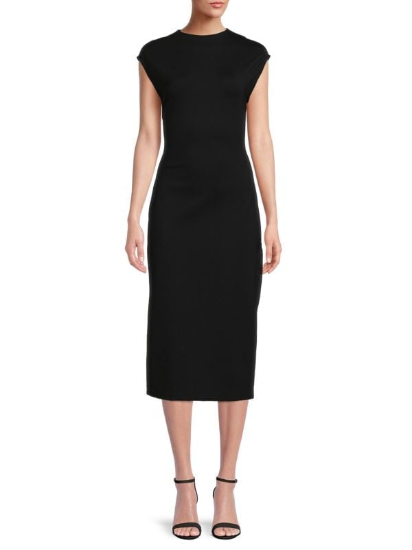 Calvin Klein Short Sleeve Midi Sheath Dress, Black