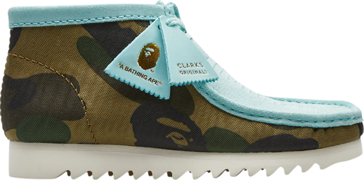 A Bathing Ape x Wallabee Light Blue Camo Sneakers, blue