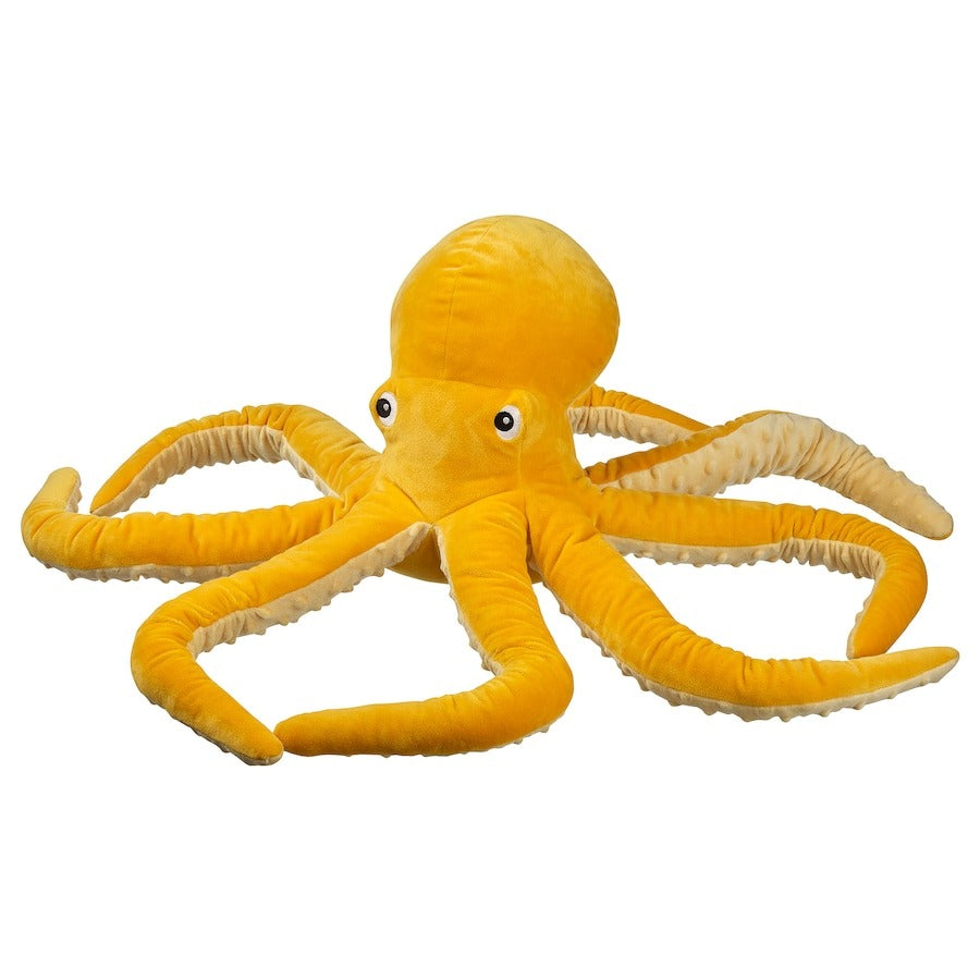 Soft toy Ikea Blavingad Octopus, 50 cm, yellow