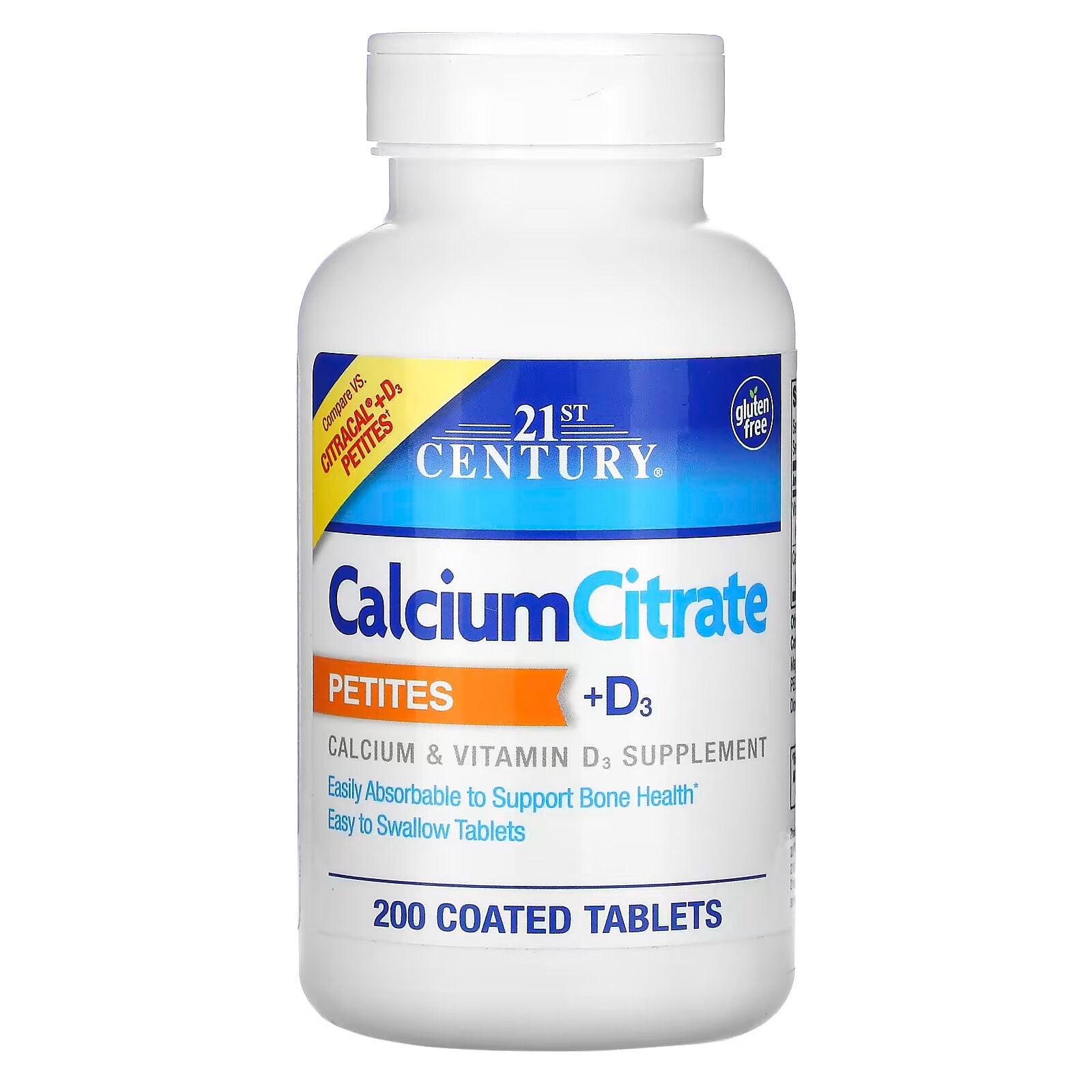 21st Century, Calcium Citrate & D3, Small Tablets, 200 Film-Coated Tablets