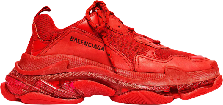 حذاء رياضي Balenciaga Triple S Clear Sole باللون الأحمر 2019، أحمر