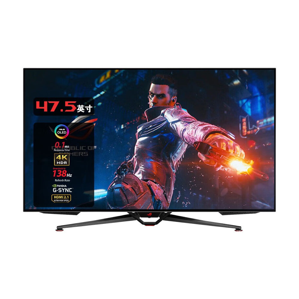 شاشة الألعاب Asus ROG Swift PG48UQ، 47.5 بوصة، 3840 × 2160، 138 هرتز، OLED، أسود