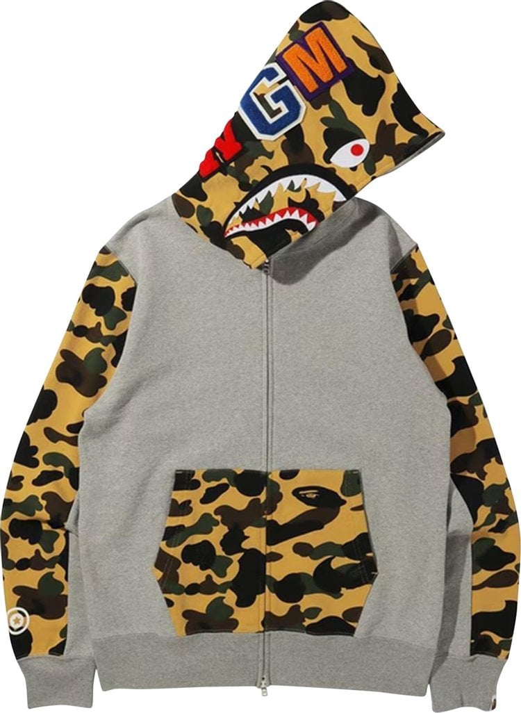 هودي بسحاب كامل من BAPE 1st Camo Shark باللون الرمادي