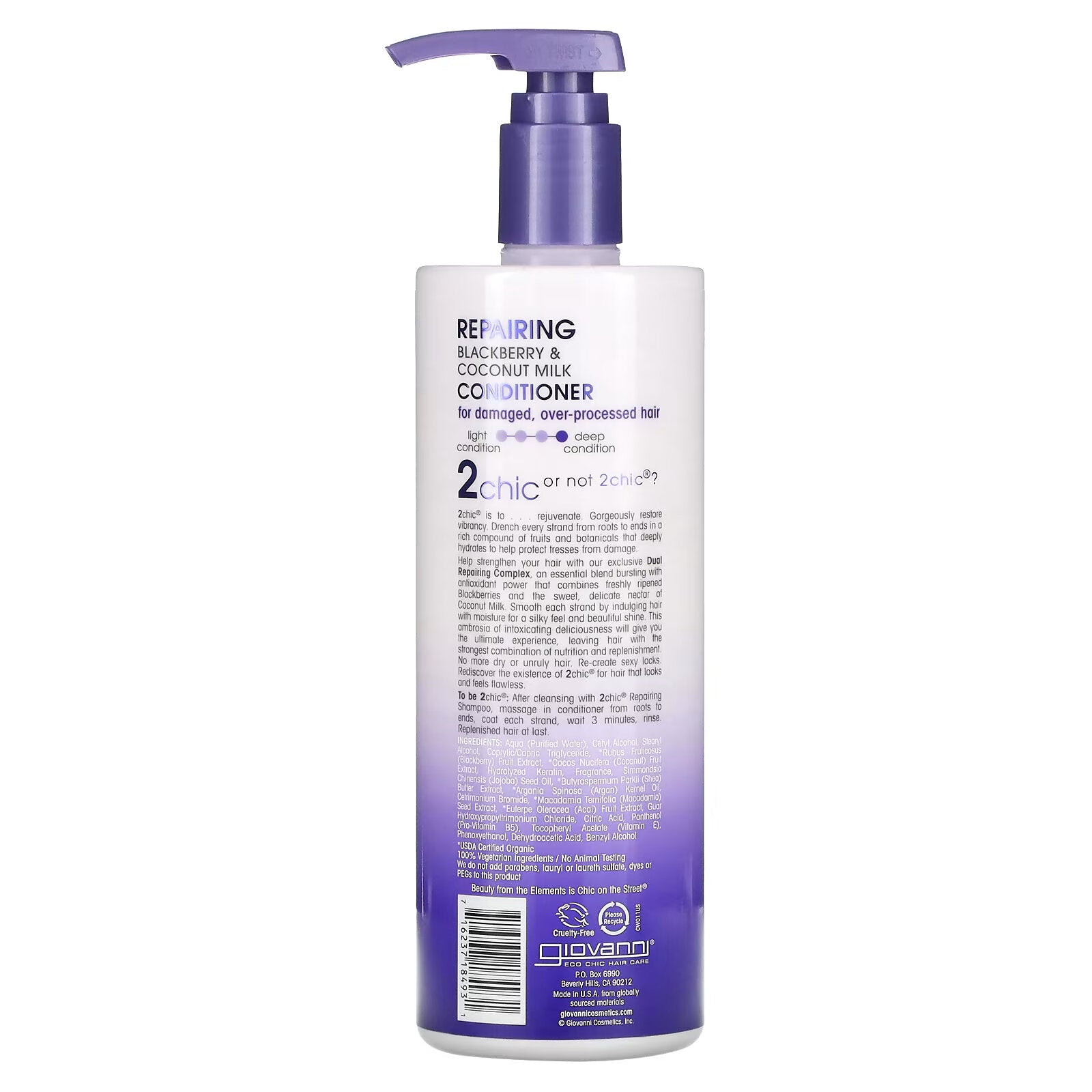 Giovanni, 2chic, revitalizing conditioner for damaged and frequently styled hair Blackberry & Coconut Milk, 710 ml (24 fl oz)