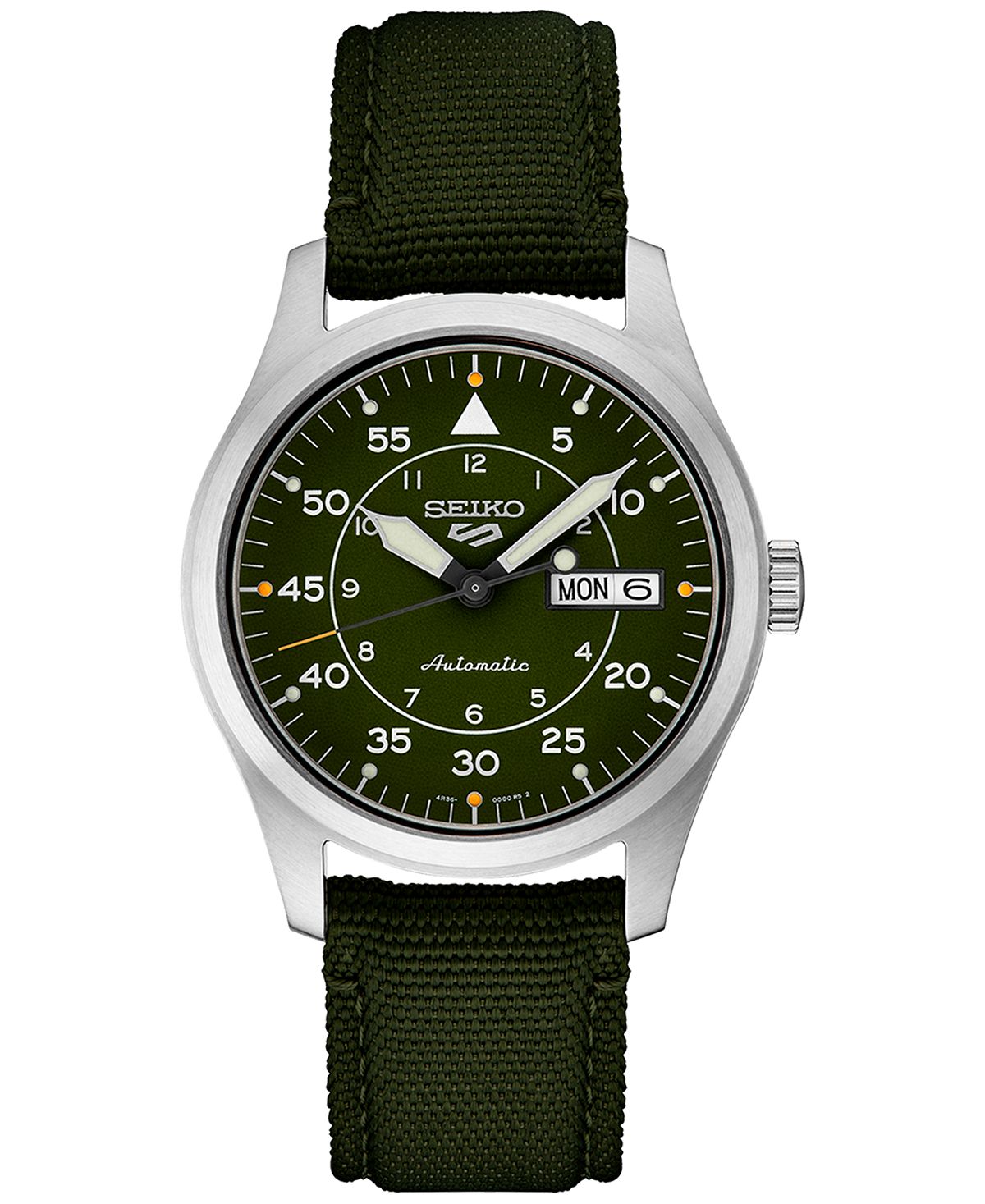 Seiko Men's Automatic 5 Sports Green Nylon Strap 39mm Watch