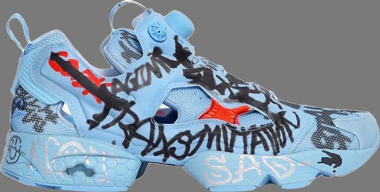 حذاء رياضي vetements x instapump fury 'graffiti 2.0' من Reebok باللون الأزرق