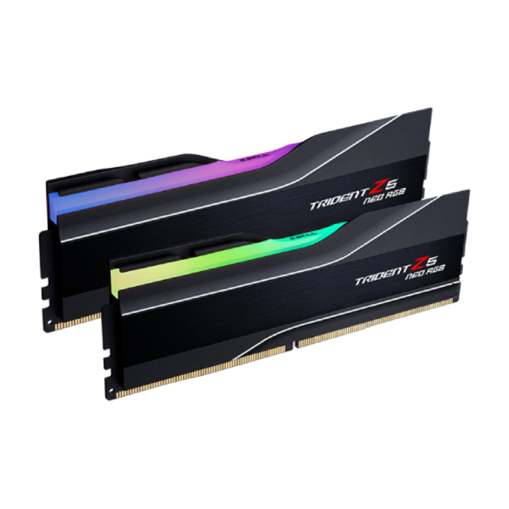 ذاكرة الوصول العشوائي GKILL Trident Z5 NEO RGB، 64 جيجابايت DDR5 (2x32 جيجابايت)، 6000 ميجا هرتز، CL32، F5-6000J3238G32GX2-TZ5NR، أسود