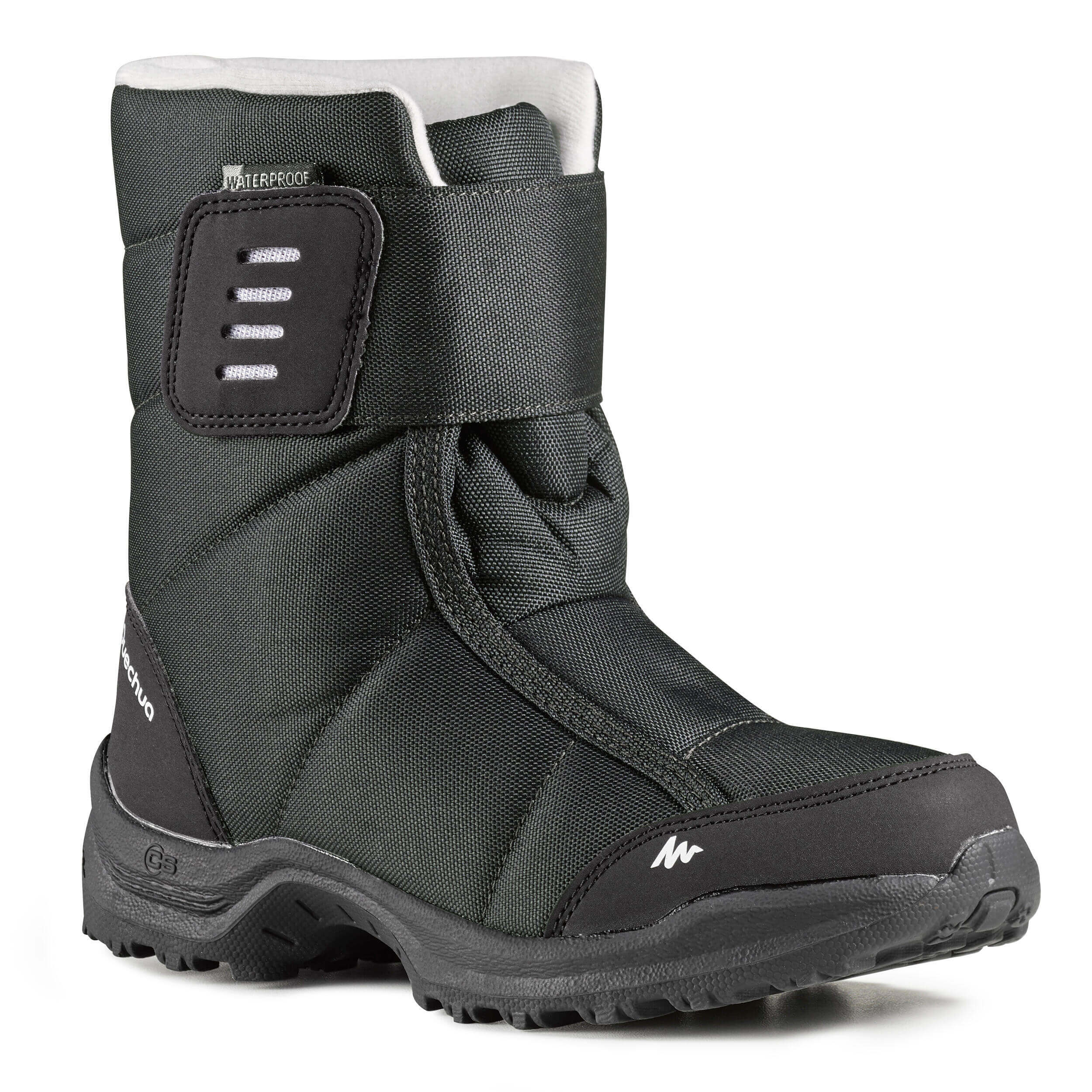 Hiking boots SH100 X-WARM Quechua for children, size 24-38, black