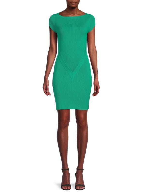 Victor Glemaud Ribbed Bodycon Mini Dress, shamrock