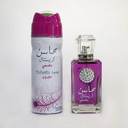 New Tawakkal Perfumes Mahasin Crystal Violet 100ml Deodorant EDP Flower Orchid Vanilla Musk Woody