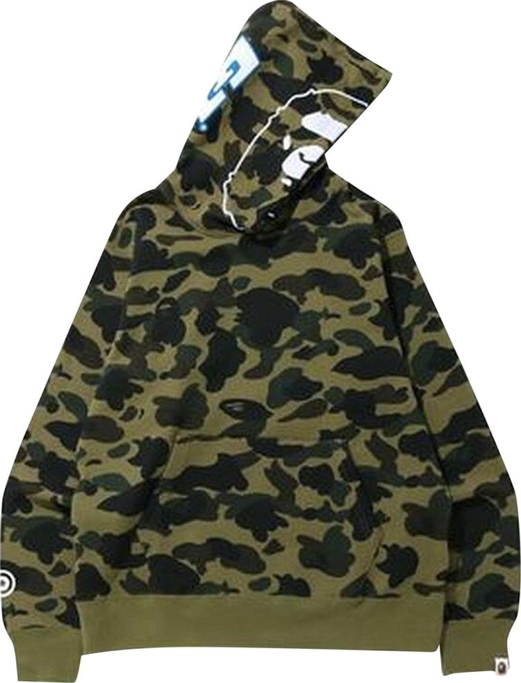 هودي بغطاء رأس من BAPE 1st Camo 2nd Ape Pullover باللون الأخضر