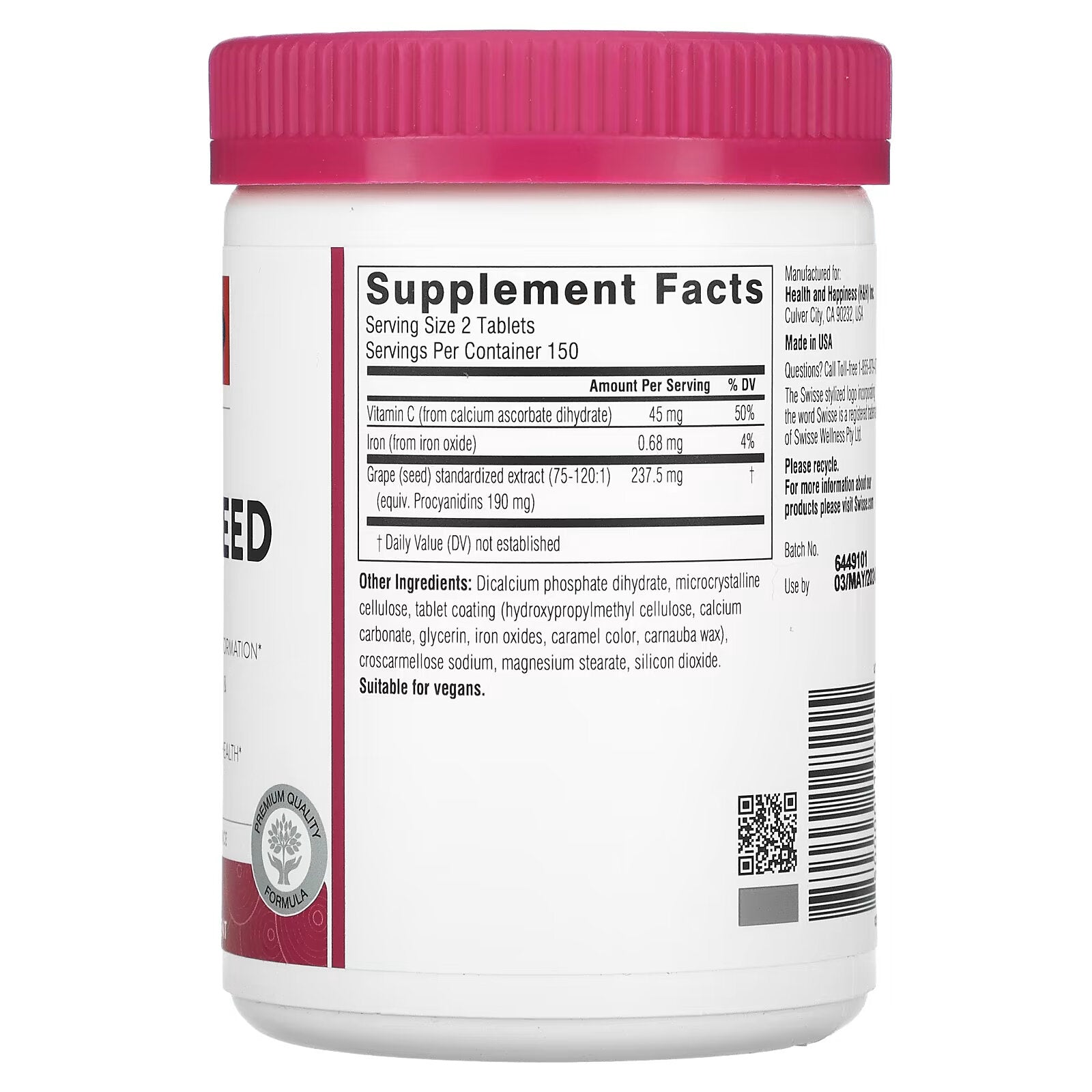 Swisse, Ultiboost, Grape Seed Extract, 14,250 mg, 300 Tablets