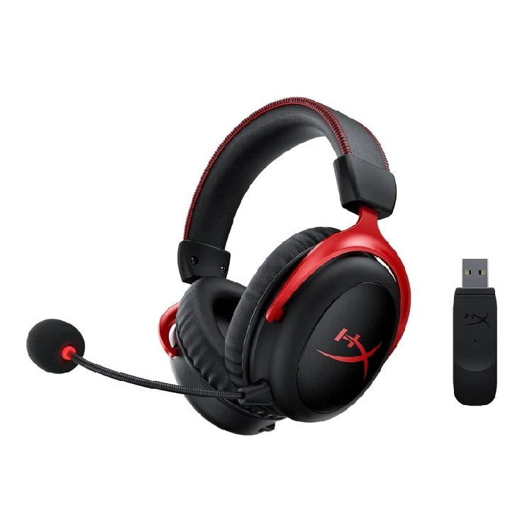 Gaming headset HYPERX Cloud II, for PC and game consoles, on-ear, radio, black / red