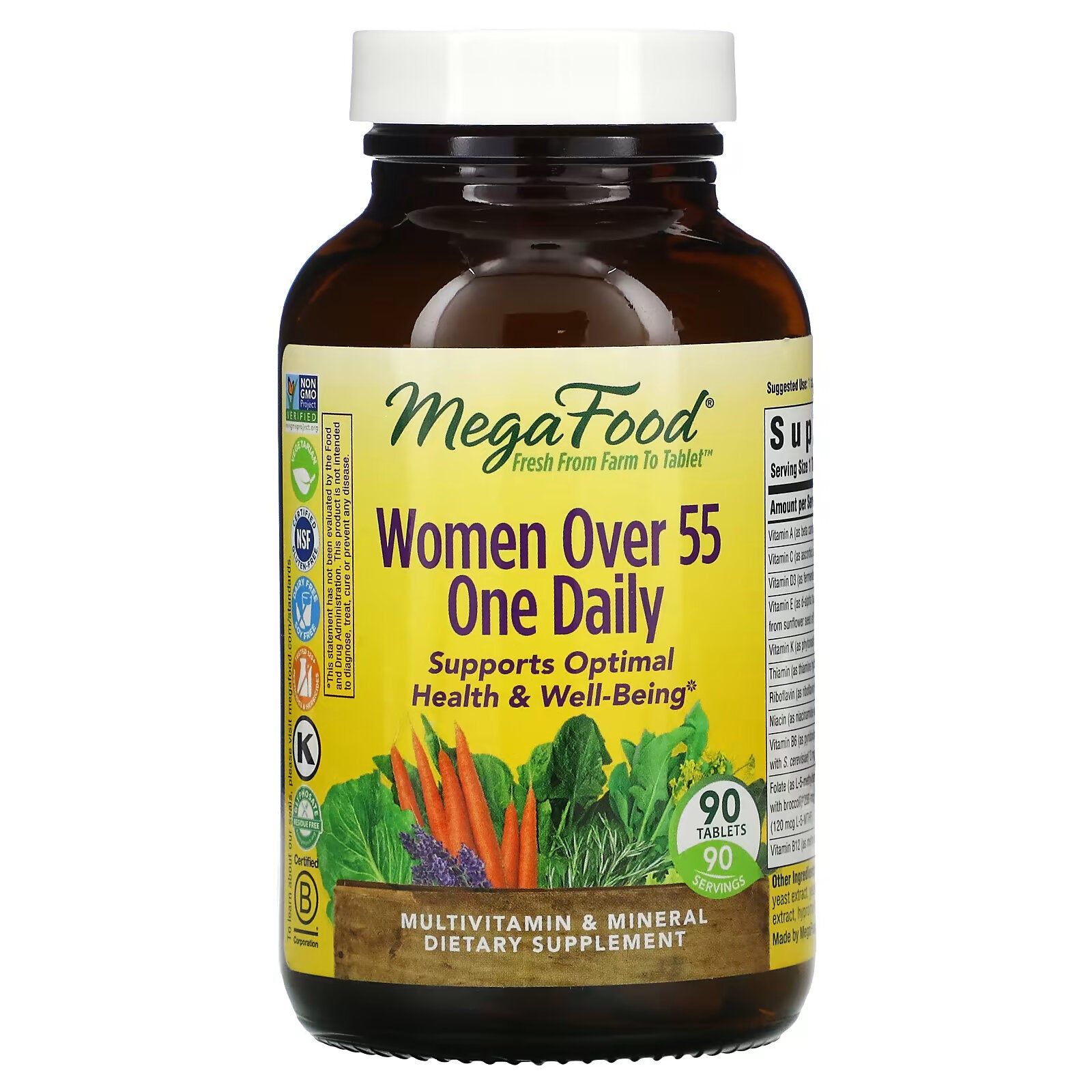 MegaFood, Women's Over 55 Multivitamin, Once Daily, 90 Tablets