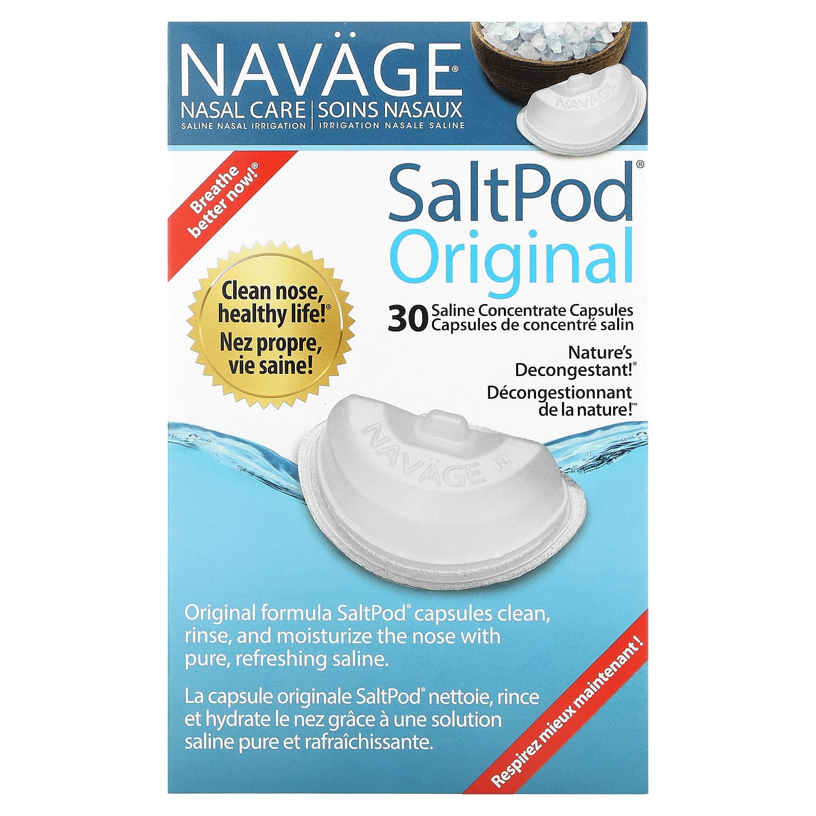 Salt Nasal Rinse Navage Saltpod Original, 30 capsules