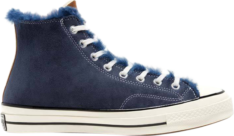 Converse Tri Panel x Chuck 70 Hi Navy Shearling Sneakers, Pink