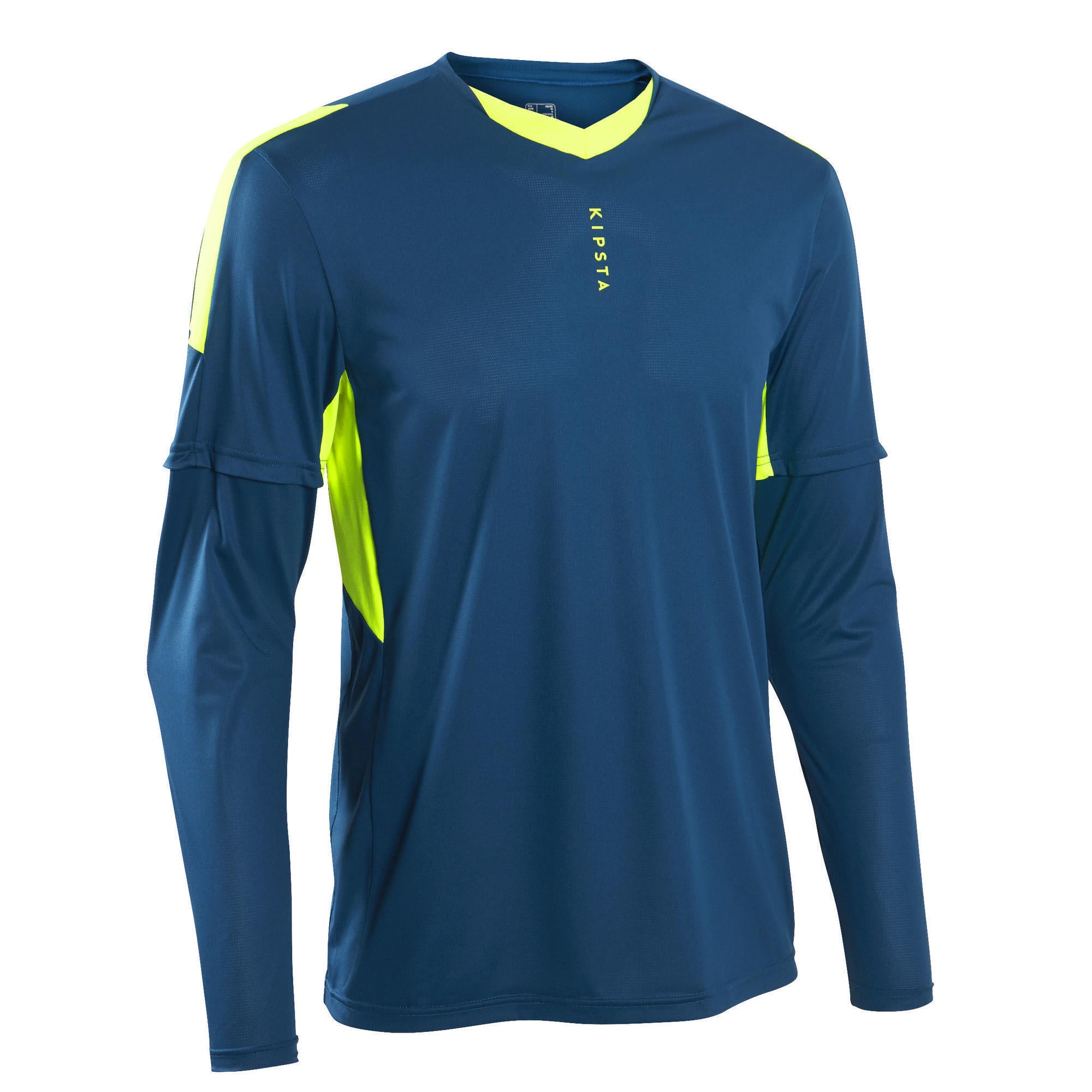 Adult goalkeeper T-shirt Kipsta F500, blue/neon yellow