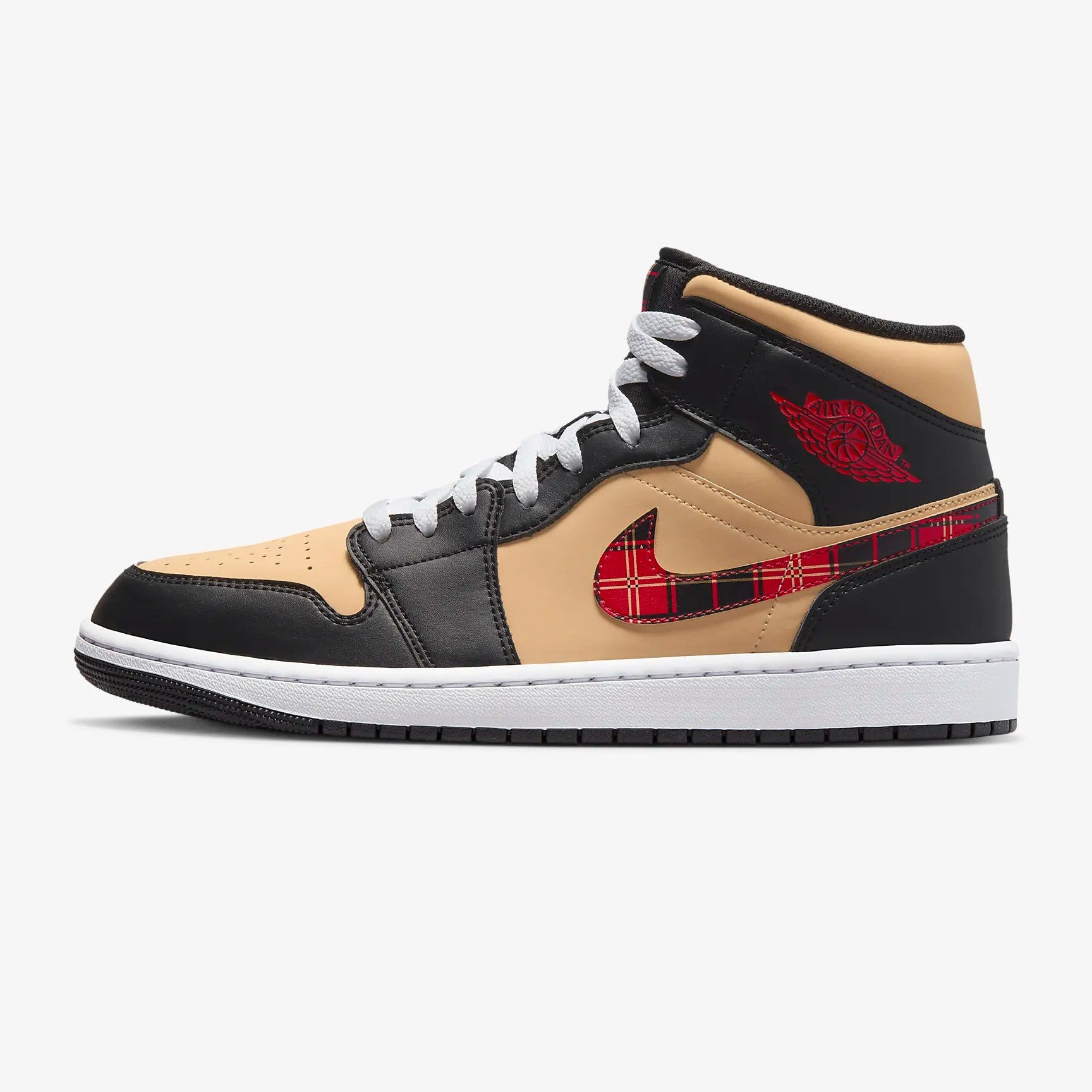 حذاء رياضي Nike Air Jordan 1 Mid SE، أسود/بيج