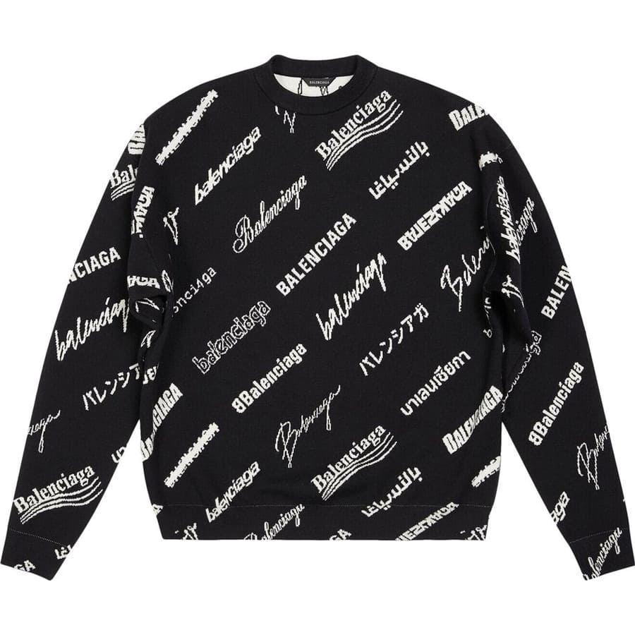 سويت شيرت Balenciaga Crewneck، أسود/أبيض