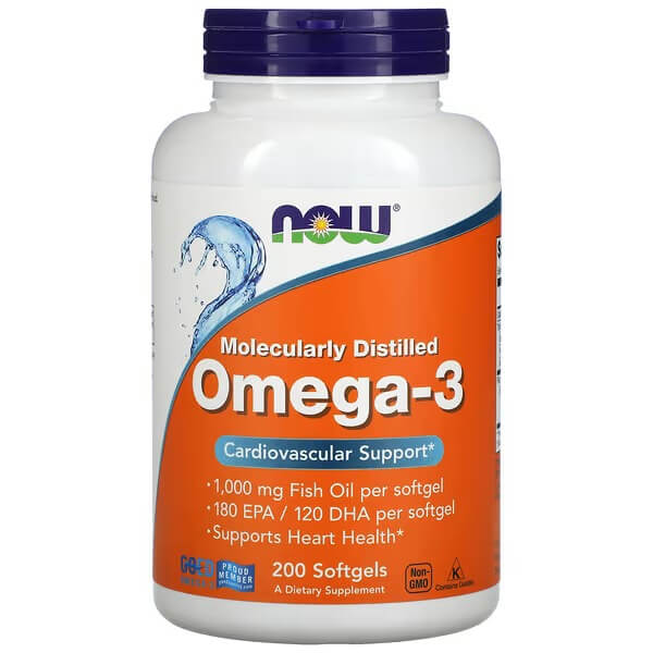 Omega-3 Now Foods 180 EPA/120 DHA 1000 mg, 200 capsules