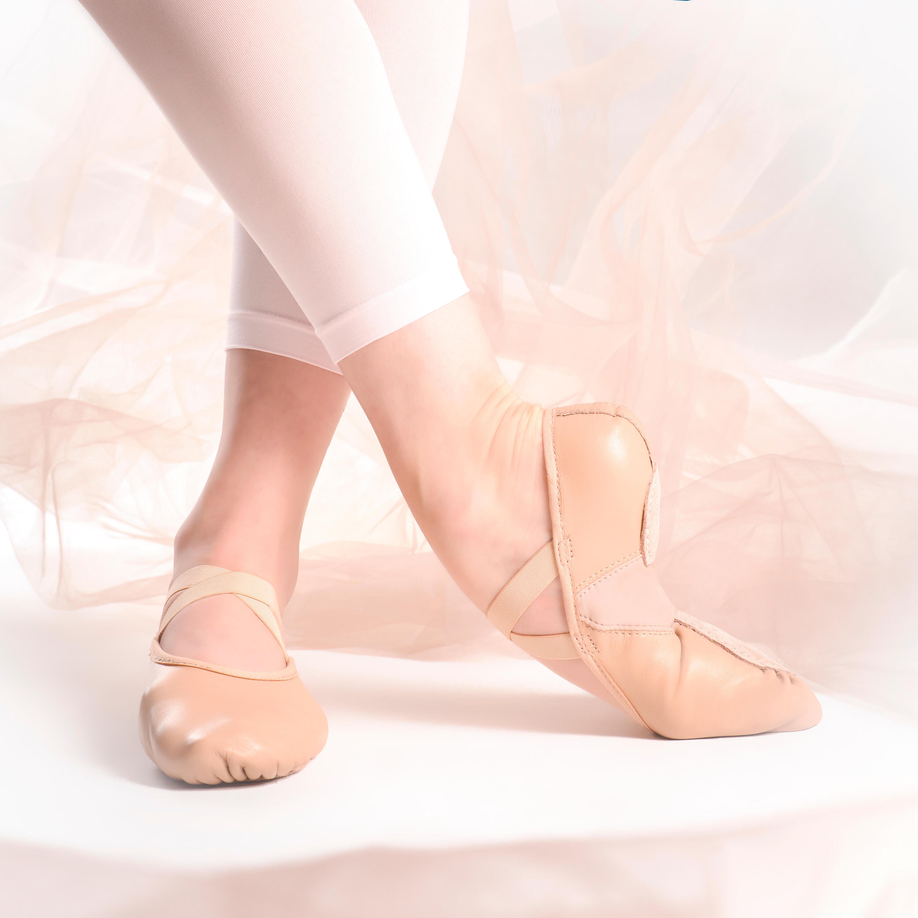 Semi-sharp leather ballet shoes with split sole soft Gr.  28-40 beige STAREVER powdery beige