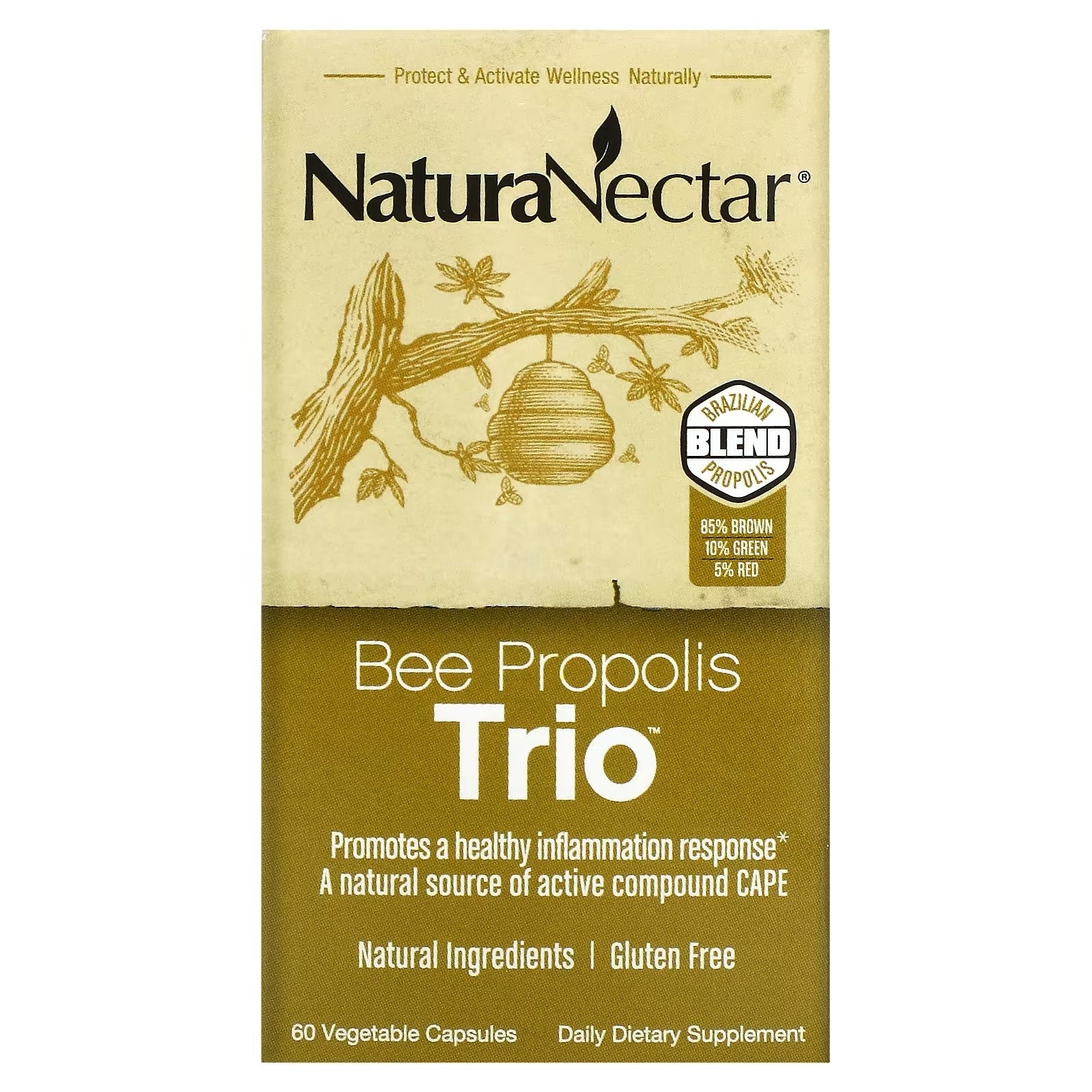 NaturaNectar Bee Propolis Trio, 60 Vegetarian Capsules