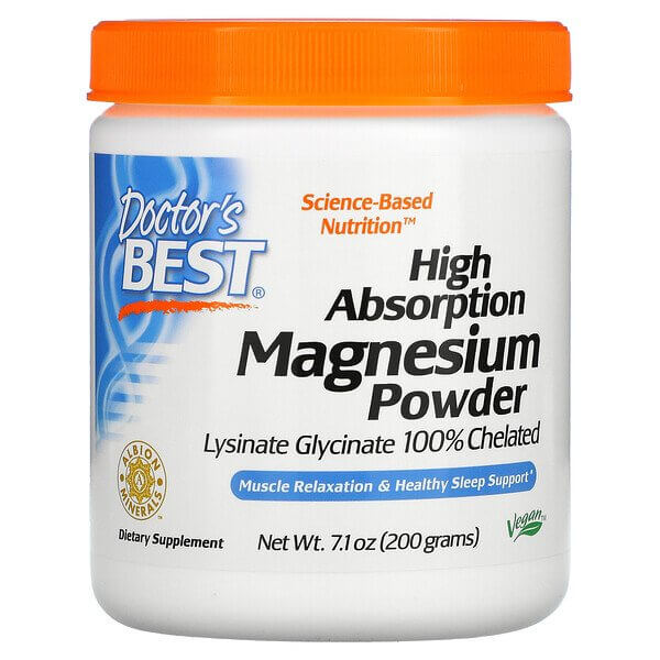 Doctor's Best Chelated Magnesium Powder with Albion Minerals Formula, 200g