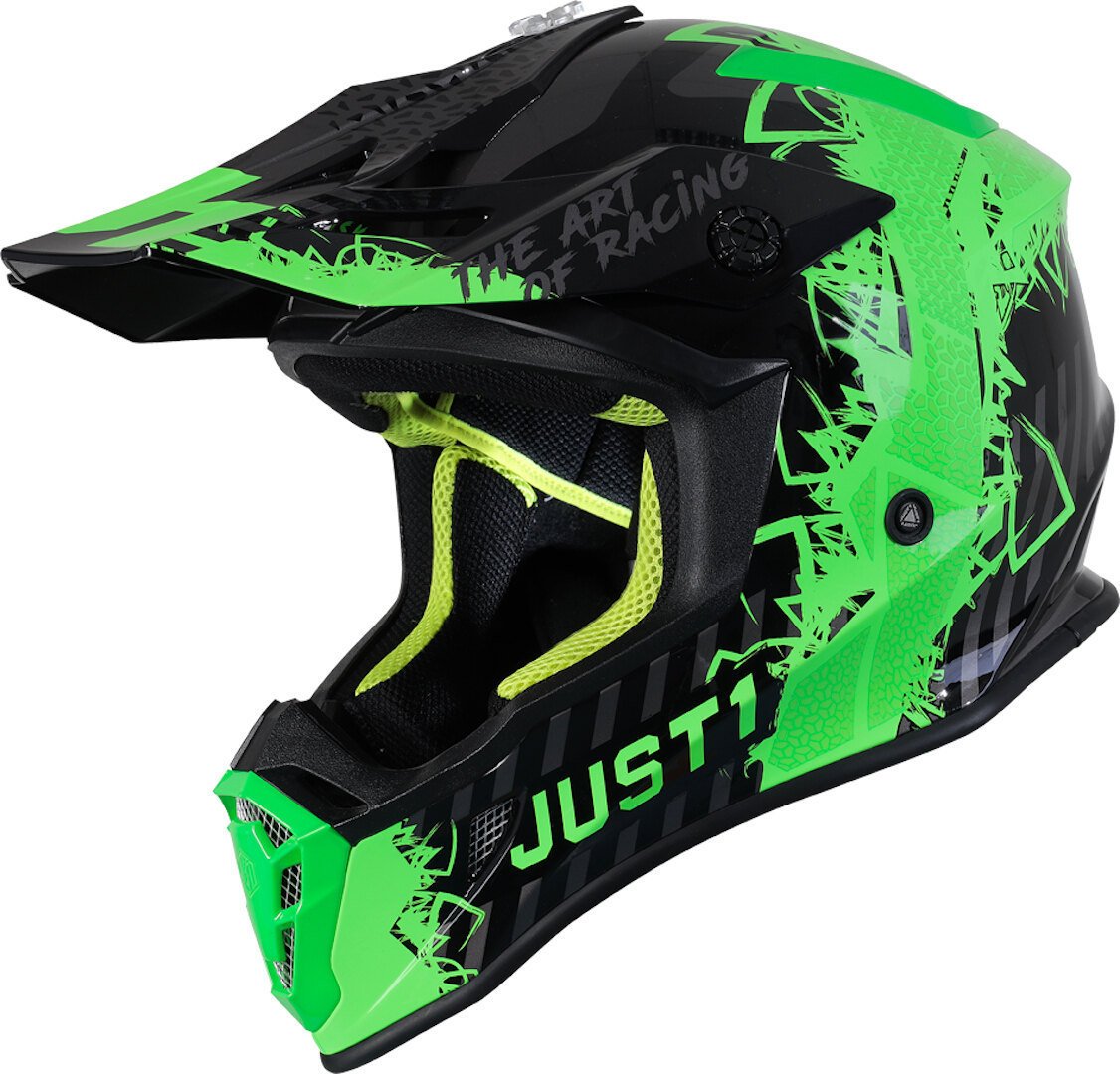 Just1 J38 Mask Motocross Helmet, Green-Black