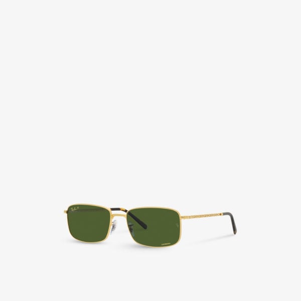 RB3717 metal rectangular sunglasses with Ray-Ban signature lenses ,  yellow