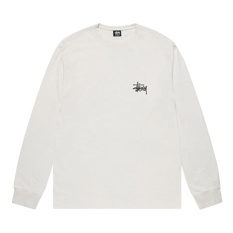 Stussy Basic Pigment Dyed Long-Sleeve Tee 'Natural', white