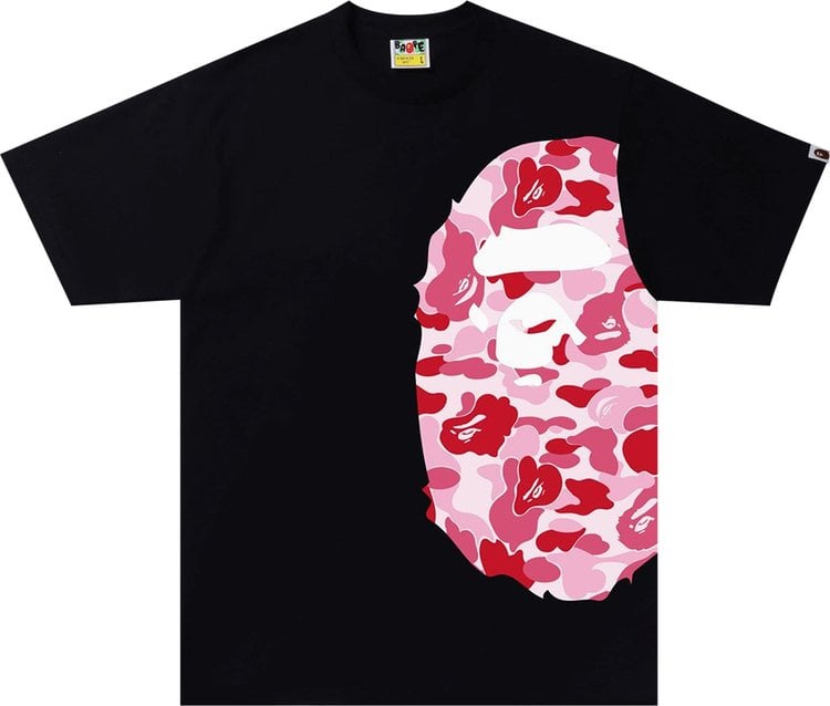 تي شيرت BAPE ABC Camo Side Big Ape Head باللون الأسود/الوردي، أسود