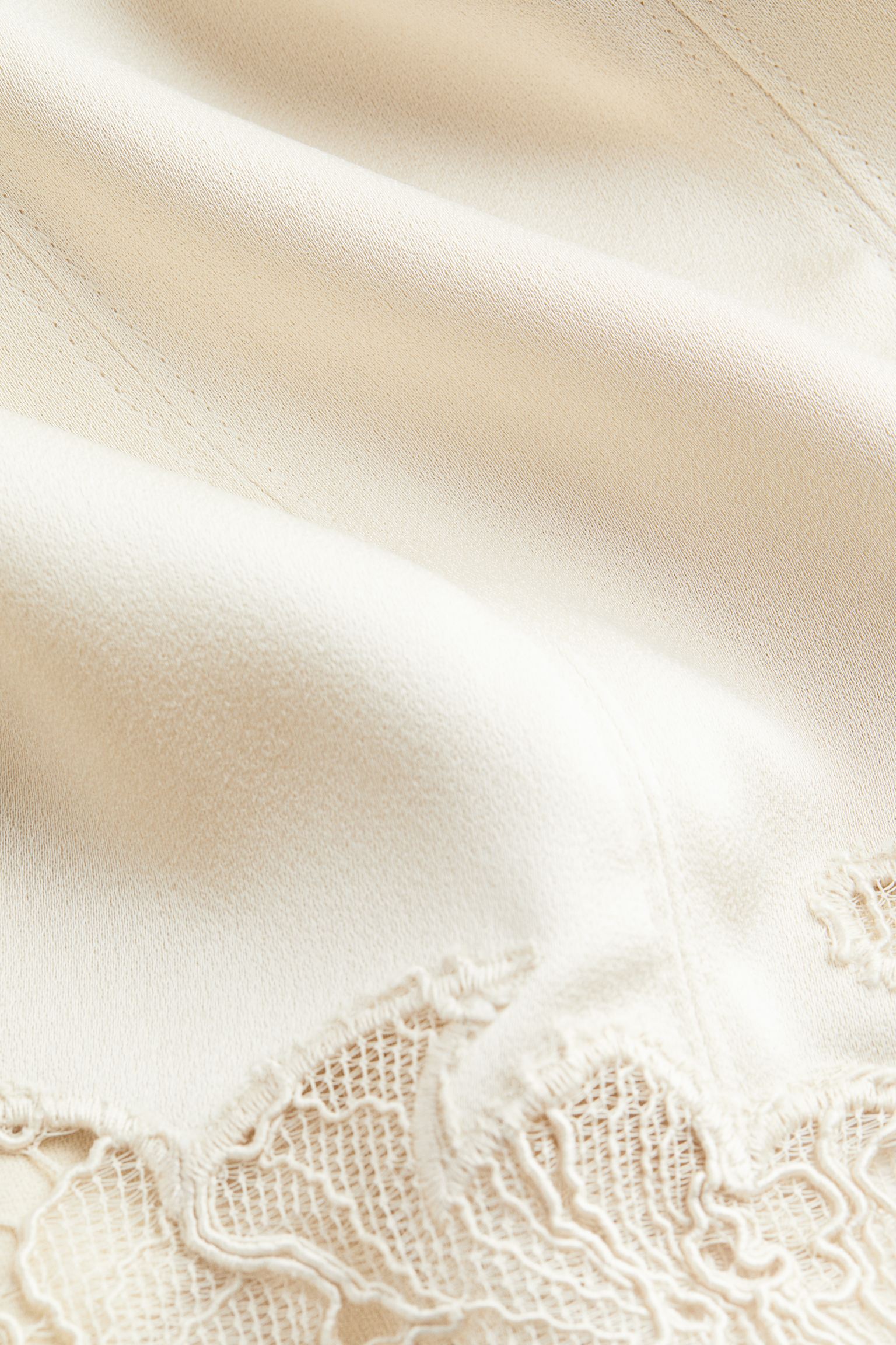 Top H&M Lace-trimmed Satin, light beige