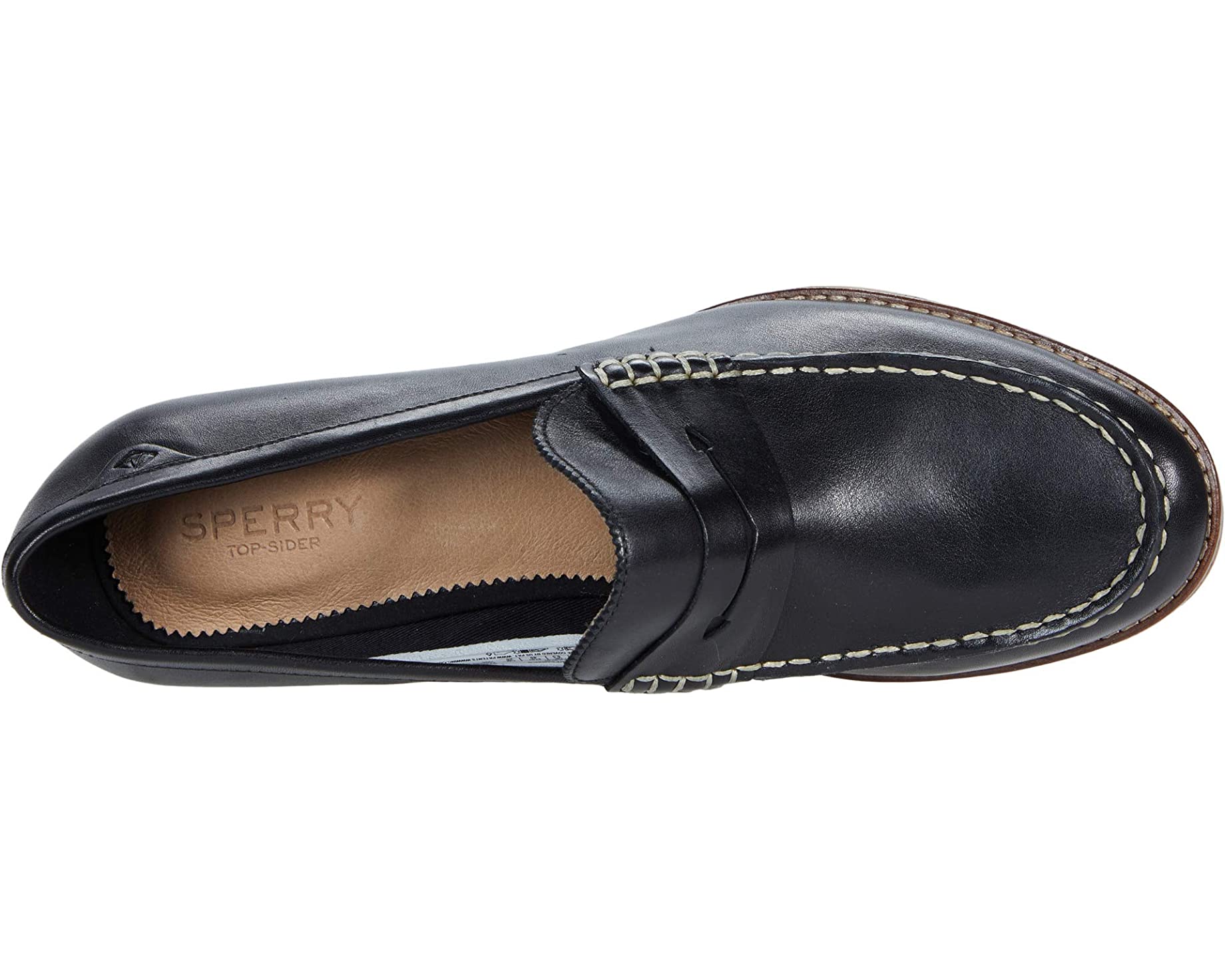 حذاء Seaport Penny Heel Leather Sperry Loafers باللون الأسود