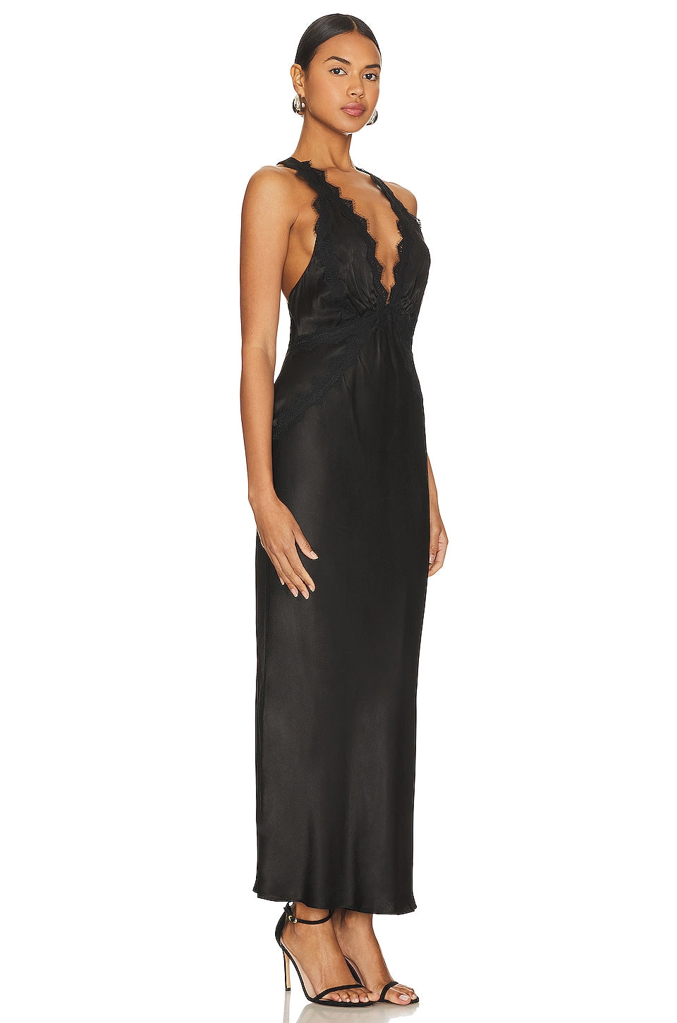 Shona Joy Camille Lace Cross Back Midi Dress, black