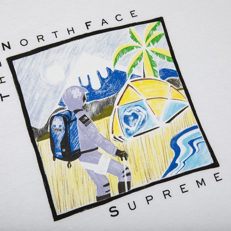 تي شيرت Supreme x The North Face Sketch بأكمام قصيرة "أبيض" باللون الأبيض